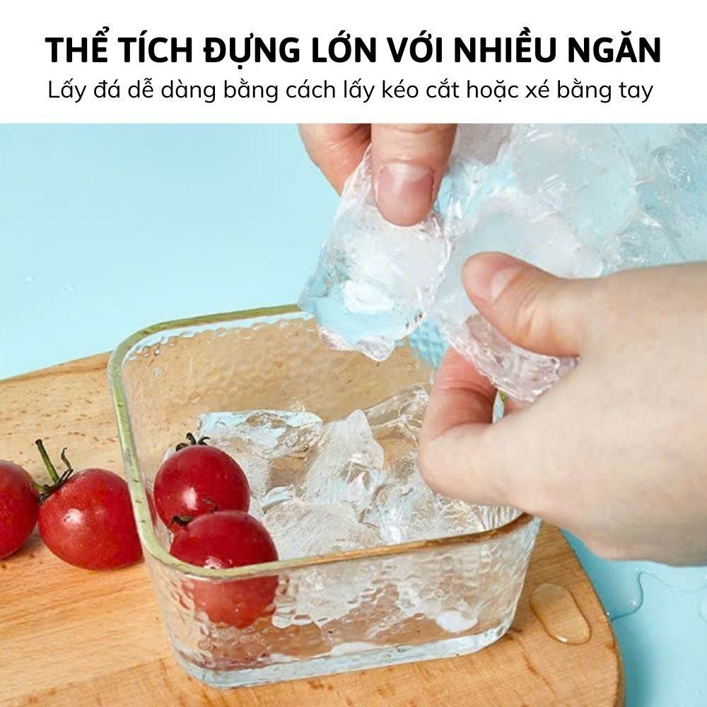 Set 50 Túi Làm Đá Viên 24 Ô Dùng 1 Lần HOMIE, Túi Làm Kem, Sữa Chua, Nước Trái Cây Kèm Phễu An Toàn