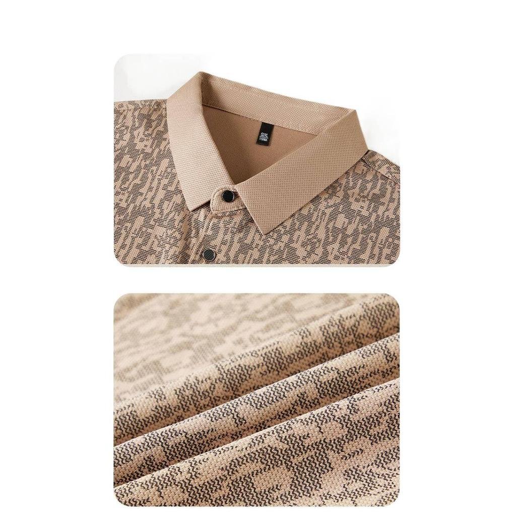 Real Pocket Ưu đãi đặc biệt Mùa hè Phong cách mới Cổ bẻ Áo thun nam tay ngắn dành cho doanh nhân Áo sơ mi POLO lụa băng thời trang màu trơn W6K3