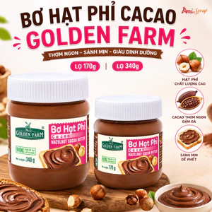 Bơ Hạt Phỉ Cacao Golden Farm Lọ 170g 340g Thơm Ngon Kết Cấu Mịn Dễ Phết Bánh Mì