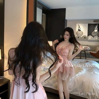 Phụ Nữ Mới Dễ Thương Màu Hồng Váy Ngủ Pure Desire Ren Sling Phong Cách Công Chúa Gạc Ngọt Bộ Đồ Ngủ