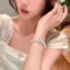 Vòng tay đính cườm ngọc trai hình con bướm băng xanh nghiền nát dành cho nữ Ánh sáng sang trọng Vòng tay tinh tế Phụ kiện giá trị cao Quà tặng