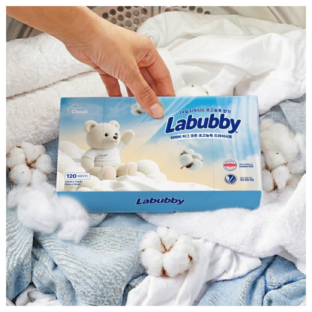 [Labubby] Giấy Sấy Quần Áo Siêu Đậm Đặc Hương Hug Cotton Chuẩn Vegan Đức (120 Tờ)