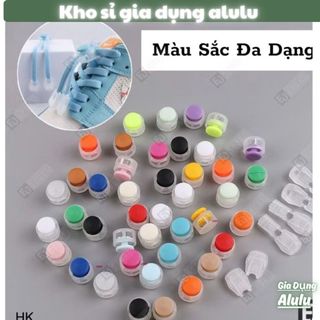 Combo 5 Bộ Khoá Dây Giày Thông Minh Không Buộc Dây, Chốt Cài Dây Giày Nhựa Tròn Cho Bé Người Lớn, Phụ Kiện Giày 15 Màu