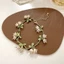 AWNGD Lily of The Valley Bộ trang sức, Vòng tay hoa lan xanh, Vòng cổ hoa trắng tua rua Phụ kiện nữ