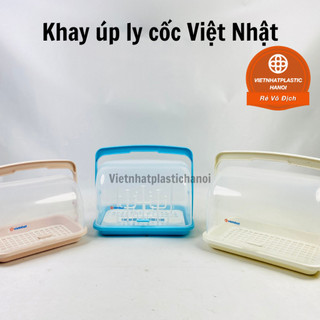 Kệ úp chén có nắp đậy, khay úp cốc, giá úp bình sữa Việt Nhật