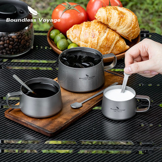 Boundless Voyage Đôi Tường Titan Cốc Có Thìa 75 / 100 / 200ml Mini Espresso Trà Siêu Nhẹ Cắm Trại Bộ Đồ Ăn Di Động