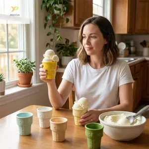 PPY Gốm Điều Trị Cốc Kem Nón Hình Bát Hộp Đựng Món Tráng Miệng Cho Gia Đình Sử Dụng Bộ Đồ Ăn Trang Trí