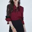 Áo Sơ Mi Đỏ Nữ Phong Cách Mới Cao Cấp Ánh Sáng Sang Trọng Pháp Thời Trang Tính Khí Áo Sơ Mi Nữ Gợi Cảm Ren Khâu Top Nữ