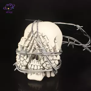 HFTOY Đáng Sợ Giả Kinh Dị Dây Thép Gai Bạc Giả Trang Trí Tiệc Halloween Đồ Chơi Nhà Đạo Cụ Halloween Trang Trí ~