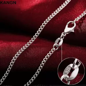 Vòng cổ KANGN, Vòng cổ chuỗi bên 40-75cm 2MM, Món quà trang sức Dây chuyền bạc 925 Nam Nữ