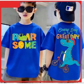 Áo thun cho bé trai và bé gái với họa tiết khủng long ngộ nghĩnh và đáng yêu cotton cổ tròn mềm mại và thoải mái