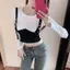 Niche Design Feel Fake Two-Piece Top Gợi cảm Skinny Slimer Look Áo thun dài tay