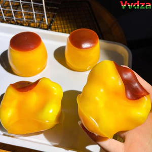 VVDZA Caramel Pudding Bóng căng thẳng Squishy, Đồ chơi hồi phục chậm hình bánh pudding thực tế mềm mại, Sáng tạo Handmade Giảm lo âu Giảm hồi chậm Caramel Pudding Fidget Đồ chơi văn phòng