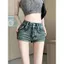 Quần Short Denim Nữ Mỏng Retro Cao Cấp Co Giãn Ôm Phù Hợp Với Hông Quần Nóng