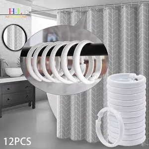HL 12 Chiếc Mở Màn Nhẫn Rèm Nhẫn Tròn Vòng Tắm Rèm Kẹp Cho Rèm Và Thanh Rèm LMWU