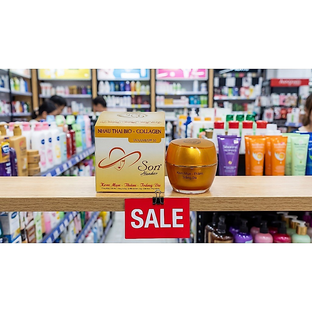 Kem Mụn Trắng da mờ Sẹo Thâm Chống nắng Se khít lỗ chân lông nhau thai cừu Collagen SON (Cam)