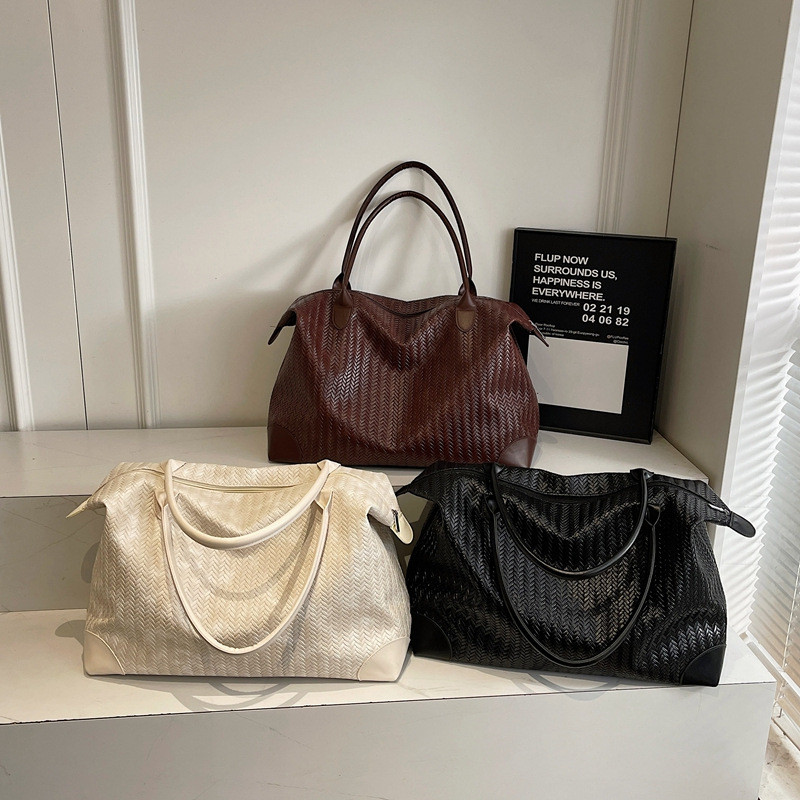 Phong Cách Mới Kết Cấu Thường Ngày Retro Túi Tote Nữ Xu Hướng Thời Trang Dung Tích Lớn Túi Đeo Vai Túi Tote Túi Du Lịch