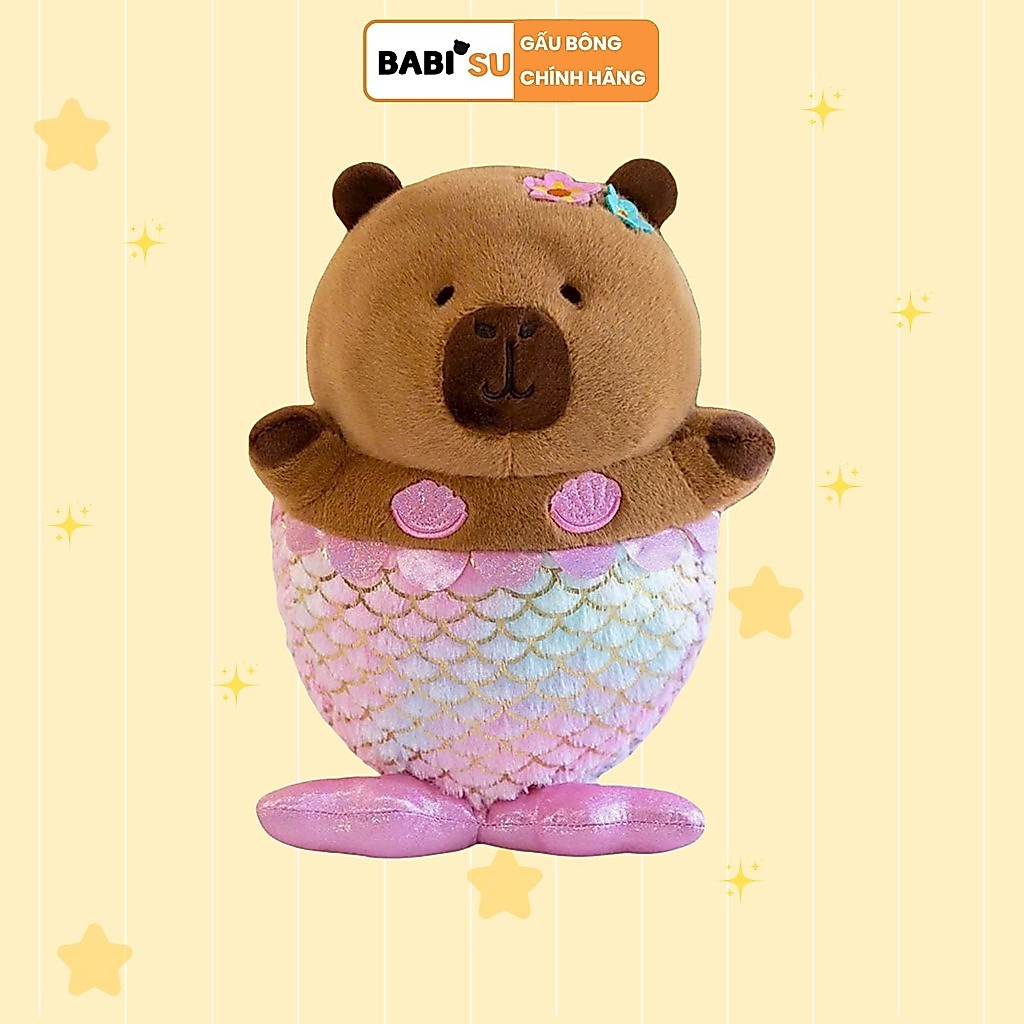 Capybara Tiên Cá Gấu Capybara Cosplay Nàng Tiên Cá Họa Tiết Chân Váy Vẩy Cá Màu Óng Ánh Ngọc Trai