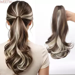 Tóc giả đuôi ngựa WEETW Wave, Phần mở rộng đuôi ngựa xoăn ngắn 14 inch, Phụ kiện tóc Tổng hợp Kẹp tóc tự nhiên Kẹp tóc đuôi ngựa cho nữ