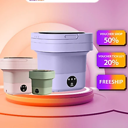Máy giặt Smart Gadgets mini gấp gọn, máy giặt đồ lót, tất vớ, giặt đồ cho bé dung tích 6L tự vắt khô khử khuẩn