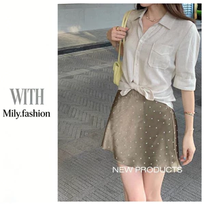 Milyfashion Satin Chấm Bi In Chữ A Váy Ngắn Y2K Mùa Hè Phiên Bản Hàn Quốc Phù Hợp Với BKZT