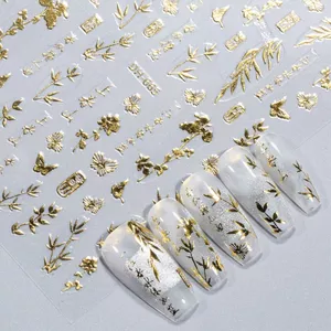 Hoa mận Xanh Tre Làm Móng Miếng Dán Trung Quốc Mỏng Cứng Cổ Ba Chiều Mực Trung Quốc Tre Đỏ Phong Cách Trung Quốc Dính Móng Tay Miếng Dán