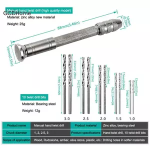 GCDHome Máy khoan cầm tay Mini Dụng cụ chế biến gỗ Dụng cụ khoan quay Hướng dẫn sử dụng Mũi khoan xoắn Máy đồng hồ Pin Phó Công cụ sửa chữa đồng hồ HOT