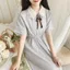 Nhỏ Phong Cách Preppy Nơ Tươi Đầm Kiểm Tra Mùa Hè Phong Cách Mới Cô Gái Ngọt Ngào Váy Voan Học Sinh