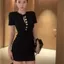 Đầm ngắn tay cảm giác cao cấp Slim-fit Retro Tính khí gợi cảm mùa hè eo hẹp phong cách mới Slimm