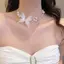 PNPIA- Trắng Bướm Ngọc Trai Choker Nelace Cho Nữ Ngọt Giả Ngọc Trai Xương Đòn Dây Xích Ne Nelace Cưới Trang Sức Quà Tặng