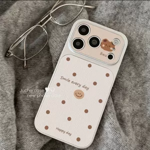 Gấu mặt cười chấm bi Thích hợp cho vỏ điện thoại Apple 17PROMAX Cửa sổ lớn iPhone16 Mềm 15 trọn gói 1426.3.22