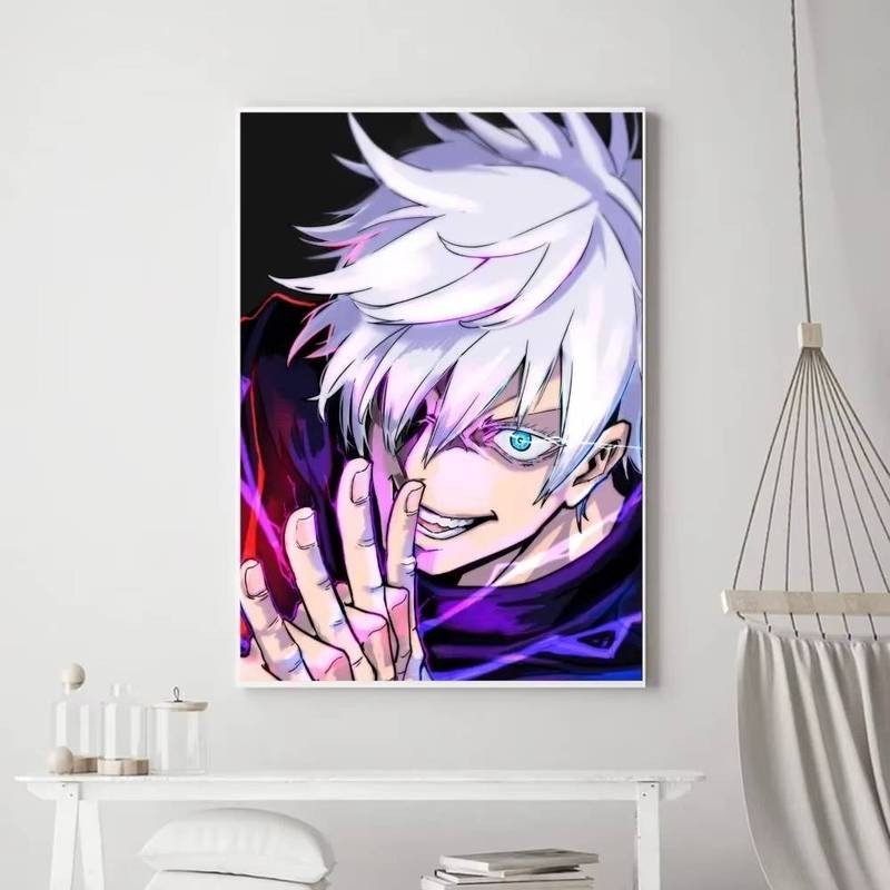 Gojo Satoru Jujutsu Kaisen retro poster In Nhà Nghệ Thuật Tranh canvas Phòng Tắm Nhà Bếp Thanh Treo Tường