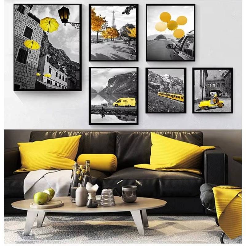 Phòng Khách Trang Trí Tranh Hình Ảnh Phong Cách Bắc Âu Đen Trắng Phong Cảnh Áp Phích Và In Hình canvas Bộ Tranh Nghệ Thuật Phong Cảnh Vàng Trang Trí Tường