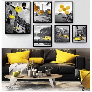 Phòng Khách Trang Trí Tranh Hình Ảnh Phong Cách Bắc Âu Đen Trắng Phong Cảnh Áp Phích Và In Hình canvas Bộ Tranh Nghệ Thuật Phong Cảnh Vàng Trang Trí Tường