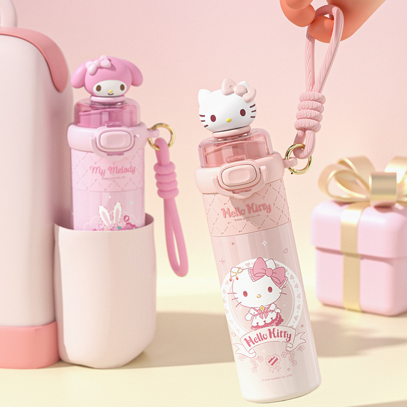 510ml Mới Sanrio Cốc Nước Hello Kitty Cinnamoroll Giai Điệu Lotso Người Ngoài Hành Tinh Thép Không Gỉ Cách Nhiệt Cốc Rơm Cốc Quà Tặng