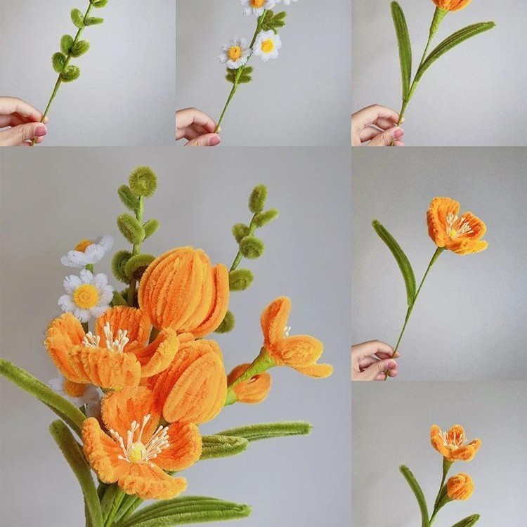 Tím Twist Stick Bó Hoa Handmade diy Chất Liệu Gói Hoa Tulip Lily Poppies Giữ Bảo Quản Bộ Hoa 46XP