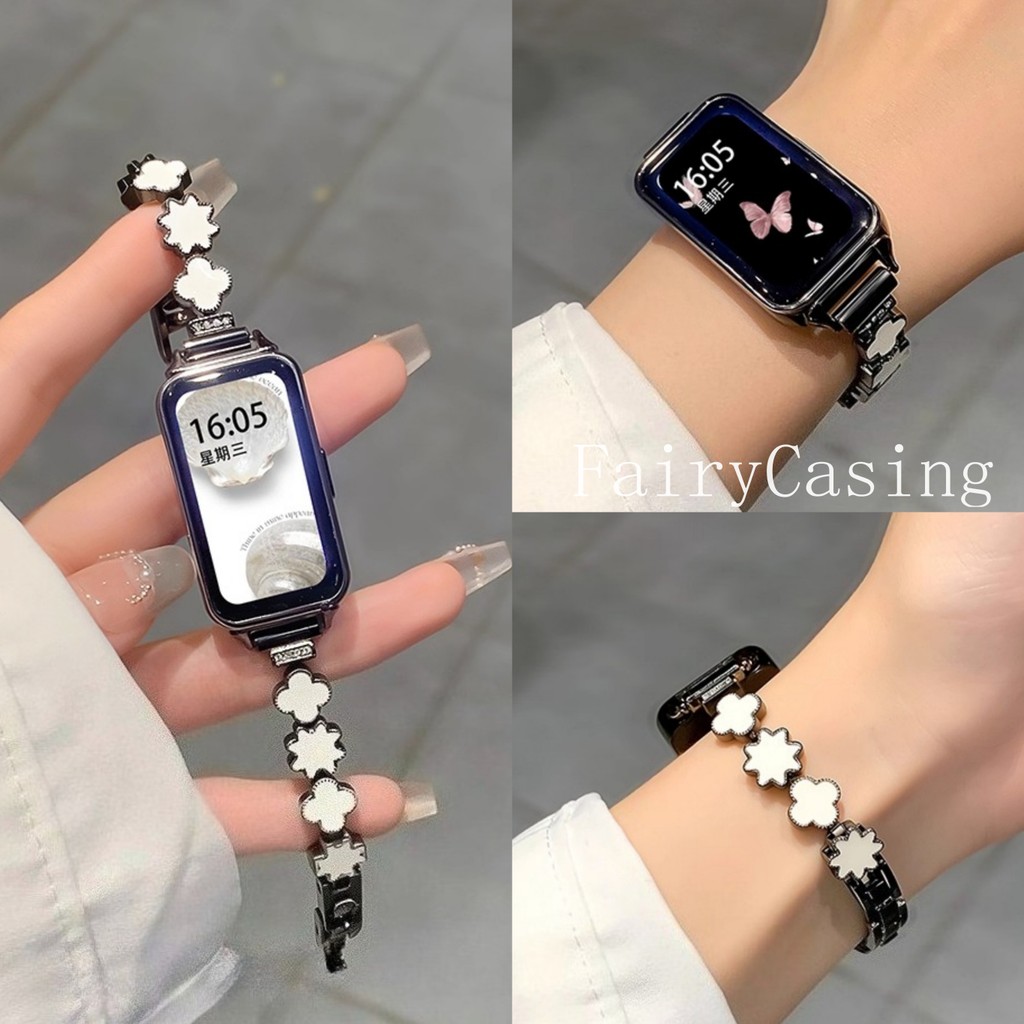 Dây Đeo Kim Loại Cho Huawei Band 11 10 9 8 Thay Thế Dây Đeo Tay Nữ Vòng Tay Cho Huawei Honor Band 9 Thép Không Gỉ Correa