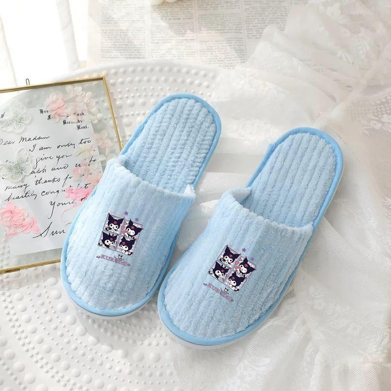 Dễ Thương Sanrio Kuromi Chống Trơn Trượt Nhà Khách sạn B & B Dép Khách Mềm Mại Dùng Một Lần Hoạt Hình Trong Nhà Giày