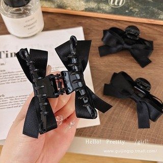 Thời trang kẹp tóc nhung nơ phong cách Hàn Quốc, màu đen thanh lịch cho nữ