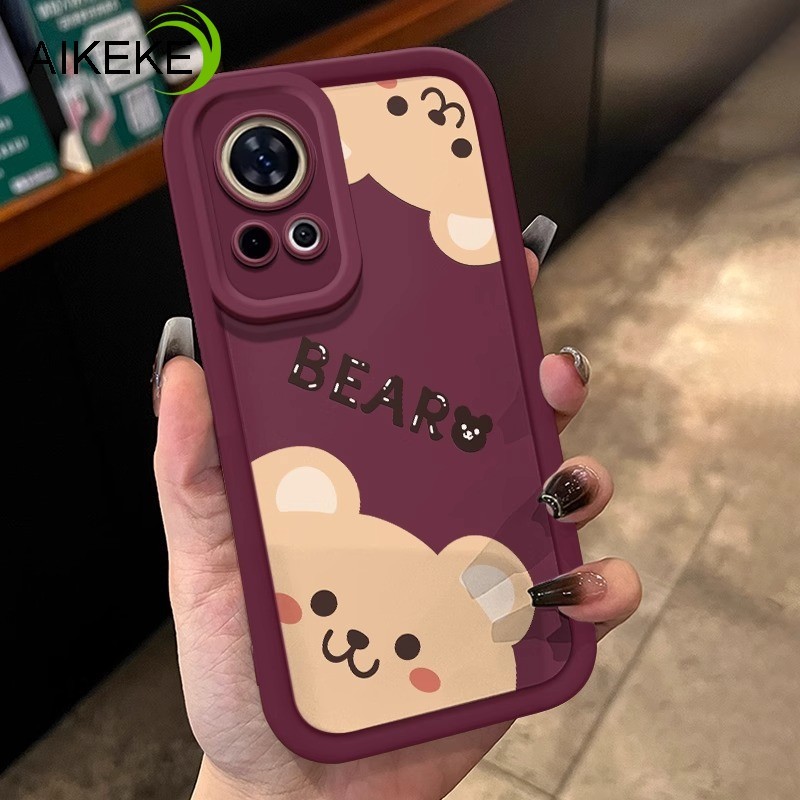 Ốp điện thoại hình gấu nâu dễ thương 3D hoạt hình dễ thương cho Xiaomi Mi 10 10s 9 9T Pro 8 Poco M6 Plus X4 X3 GT X2 M2 F2 Pro Vỏ điện thoại mờ màu kẹo chống sốc Vỏ mềm chống rơi