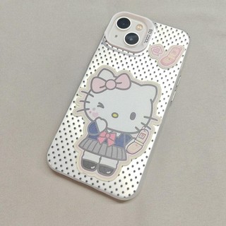 Ốp lưng iPhone hình Hello Kitty đồng phục học sinh công nghệ IMD chống trầy | Tương thích iPhone 16/15/14/13/12/11 Pro M