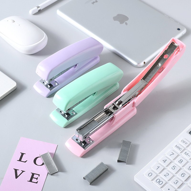 Máy bấm màu Macaron có thể tháo rời Nhỏ tươi Tiết kiệm lao động Stapler Văn phòng sinh viên Máy bấm đa chức năng Văn phòng phẩm BPXJ