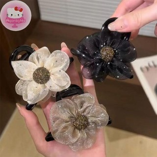 Moonlights Lưới Kim Cương Giả Hoa Vuốt Tóc Nữ Cô Gái Voan Hoa Kẹp Ngọt Ngào Dễ Thương Thanh Lịch Thời Trang Hàn Quốc Cua Móng Vuốt Phong Cách Kẹp Tóc EN
