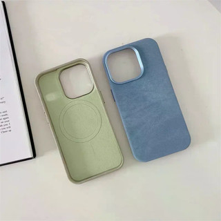 Ốp điện thoại di động Flannel IPhone 16 Pro Max 15 15Pro Ốp lưng mờ họa tiết sợi nhỏ Vỏ bảo vệ từ tính.