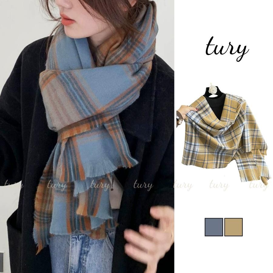 Khăn Quàng Cổ Len Unisex Nam Nữ - Tury - Khăn Choàng Cổ Len Giữ Ấm Kẻ Sọc Đơn Giản - LN073