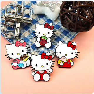 4 Cái / bộ Dễ Thương Loại Q Hello Kitty Pin Sanrio Men Trâm Cho Túi Quần Áo Kawaii Mèo Kitty Cho Người Hâm Mộ