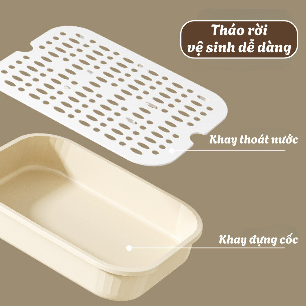 Khay Úp Cốc Nâng Cấp 2 Lớp Thoát Nước, Khay Úp Bình Sữa Cao Cấp Chịu Nhiệt