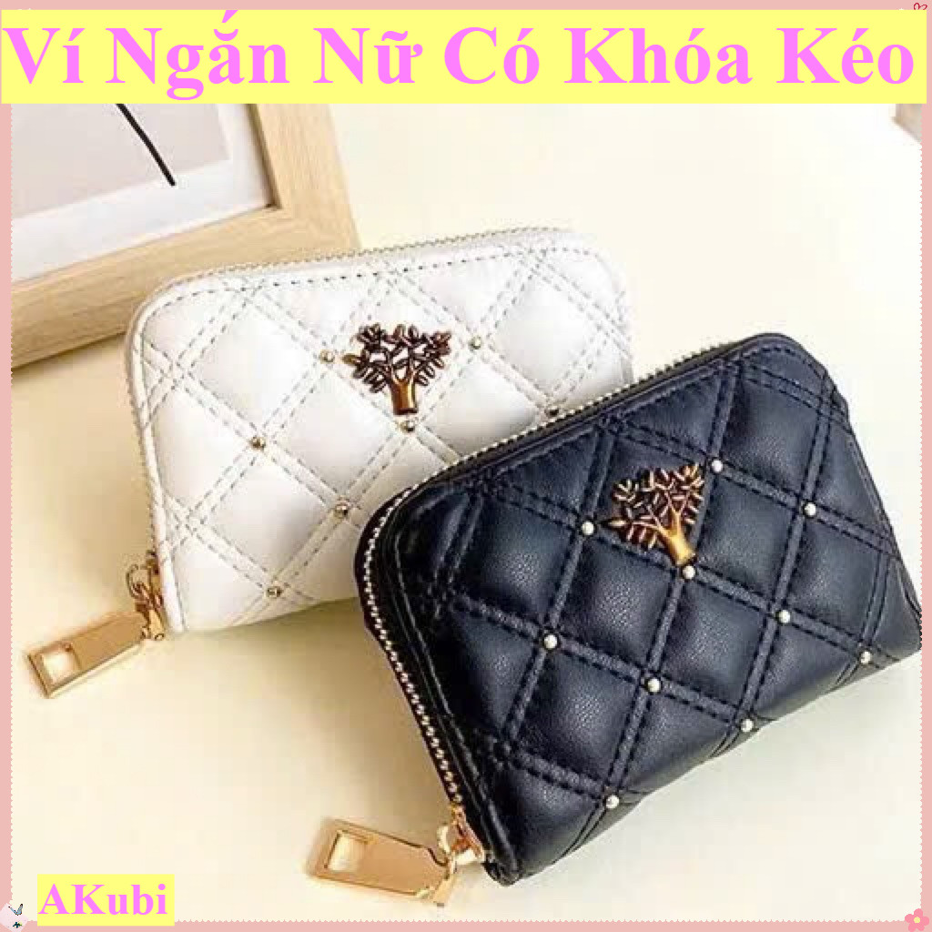 Ví nữ cầm tay mini ngắn khoá kéo hoa văn nổi