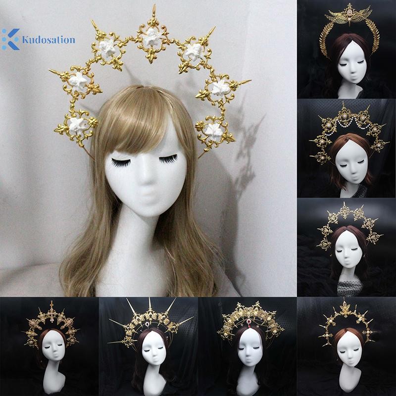 Kudosation Lolita gai vương miện đính cườm chuỗi Tiara Gothic Phụ kiện sang trọng Mũ nón Vật liệu tự làm Gói