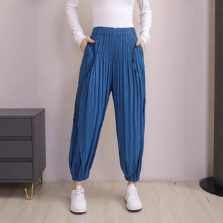 Miyake Quần Xếp Ly Nữ Lỏng Lẻo Ôm Dáng Đơn Giản, Thời Trang Cao Cấp Màu Trơn Phù Hợp Mặc Hàng Ngày